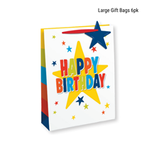 Happy Birthday Colourful Stars Large Gift Bags 6pk