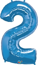 Number 2 Giant Foil Balloon - Sapphire Blue 34"