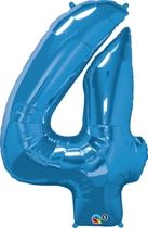 Number 4 Giant Foil Balloon - Sapphire Blue 34"