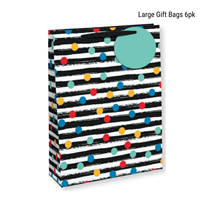 Stripes & Dots Large Gift Bags 6pk