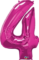 Number 4 Giant Foil Balloon - Magenta 34"