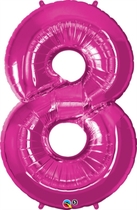 Number 8 Giant Foil Balloon - Magenta 34"