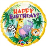 18" Happy Birthday Jungle Animals Foil Balloon