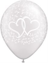 Qualatex 11" Pearl White Entwined Hearts Latex Balloons 25pk