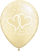 Qualatex 11" Pearl Ivory Entwined Hearts Latex Balloons 25pk