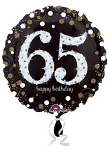 65th Birthday Black & Gold Celebration 18" Foil Balloon