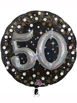 Gold Celebration 50th Birthday 3D Supershape 36" Foil Balloon