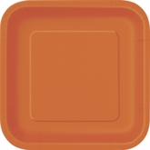 Pumpkin Orange 7" Square Paper Plates 16pk