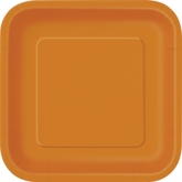 Pumpkin Orange 9" Square Paper Plates 14pk