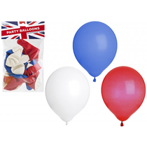 Union Jack Red, White & Blue Latex Balloons 18pk