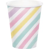 Unicorn Sparkle Striped 9oz Paper Cups 8pk