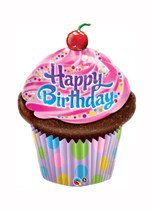 Happy Birthday Cupcake Foil Balloon 14"