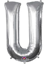 34" Silver Letter U Foil Balloon