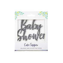  Baby Shower Silver Glitter Cake Topper