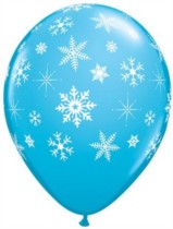 Blue With White Snowflakes 11" Latex Balloons - 25pk