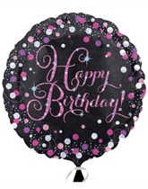 Birthday Black & Pink Celebration 18" Foil Balloon