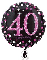 40th Birthday Black & Pink Celebration 18" Foil Balloon