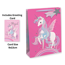 Pretty Unicorn Large Gift Bag & Card 6pk