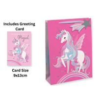Pretty Unicorn Medium Gift Bag & Card 6pk