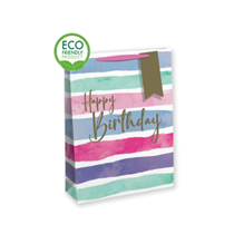 Female Happy Birthday Stripes Medium Gift Bag 6pk