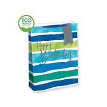 Male Happy Birthday Stripes Medium Gift Bag 6pk