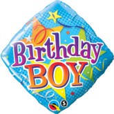 18" Diamond-shaped Birthday Boy Foil Balloon