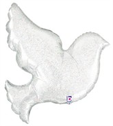 Pearl White Holographic Dove 34" Foil Balloon