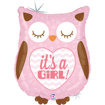 26" It's A Girl Owl Large Foil Balloon