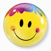 Bright Yellow Smiley Face Bubble Balloon 22"