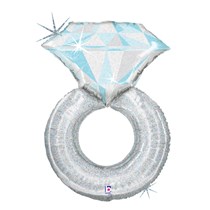Platinum Wedding Engagement Ring 38" Foil Balloon