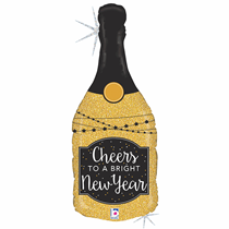 Cheers New Year Champagne Bottle 36" Foil Glitter Balloon