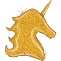 Glitter Holographic Gold 38" Unicorn Foil Balloon