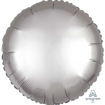 Round Satin Luxe 18 Inch Shaped Silver Foil Balloon