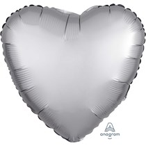 Silver Satin Luxe Heart Shaped Foil Balloon