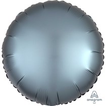 Round Satin Luxe 18 Inch Shaped Steel Blue Foil Balloon