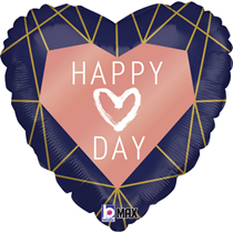 Valentine Grabo 18" Geo Navy Heart Foil Balloon