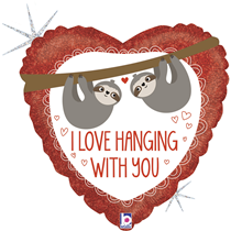 Valentine Grabo 18" Love Hanging Sloth Foil Balloon