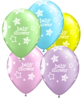Pastel Assorted Baby Shower Moons & Stars 11" Latex Balloons 6pk