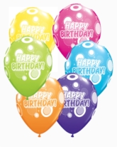 Qualatex Tropical 11" Birthday Dots & Glitz Latex Balloons 25pk