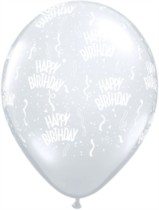 Happy Birthday Latex 11" Balloons Diamond Clear 50pk