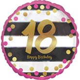 Pink & Gold 18th Birthday 18" Foil Balloon