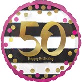 Pink & Gold 50th Birthday 18" Foil Balloon