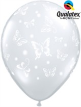 Diamond Clear Butterflies 11" Latex Balloons 50pk