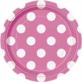 Pink Dots 7" Round Paper Plates 8pk