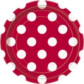 Red Dots 7" Round Paper Plates 8pk