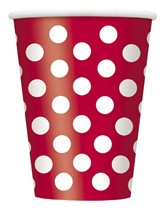Red Dots 12oz Large Paper Cups 6pk