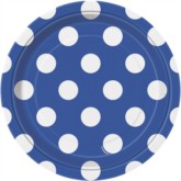 Unique Party 7" Blue Dots Round Paper Plates 8pk