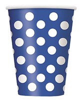 Unique Party 12oz Blue Dots Large Paper Cups 6pk
