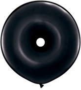 Qualatex 16" Onyx Black GEO Donut Latex Balloons 25pk
