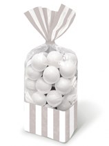 Silver Candy Buffet Striped Party Bags 10pk